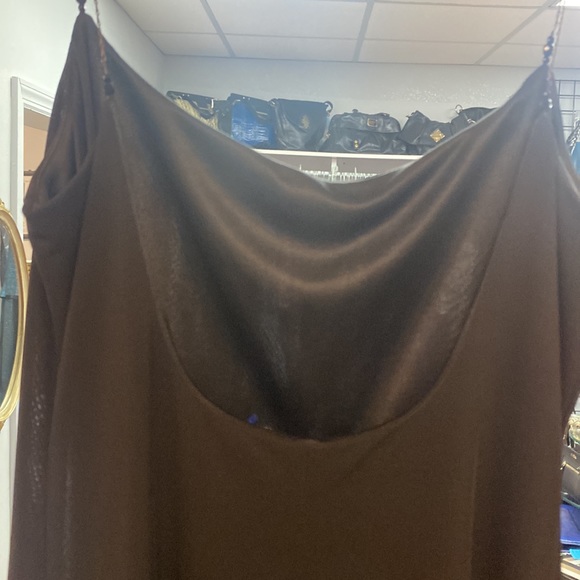 Cache Long Black Dress with Beaded Chained Straps - Picture 4 of 4